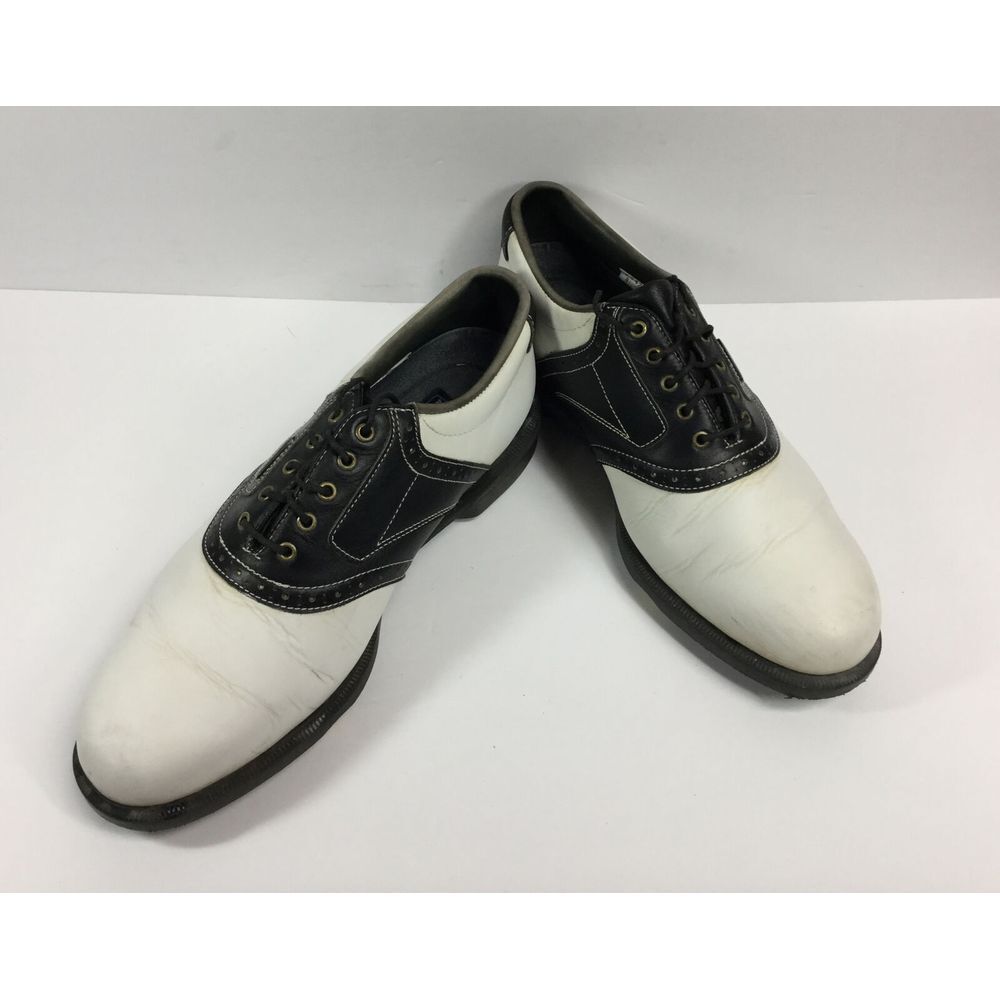 Footjoy Dry-joys ECL White Black Leather Saddle Golf Shoes 53427 Mens Size 8.5 W